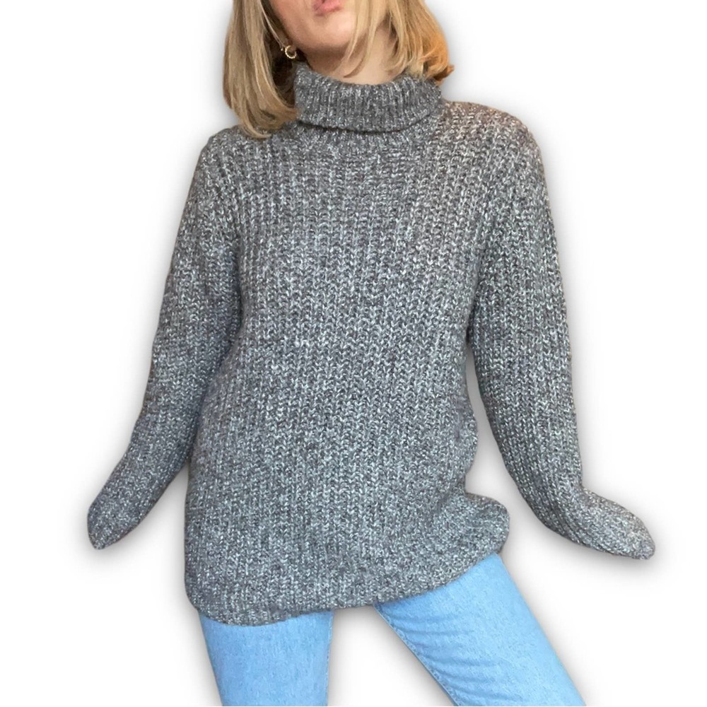 Asos Chunky Knit Charcoal Pullover Turtle Neck Sweater
